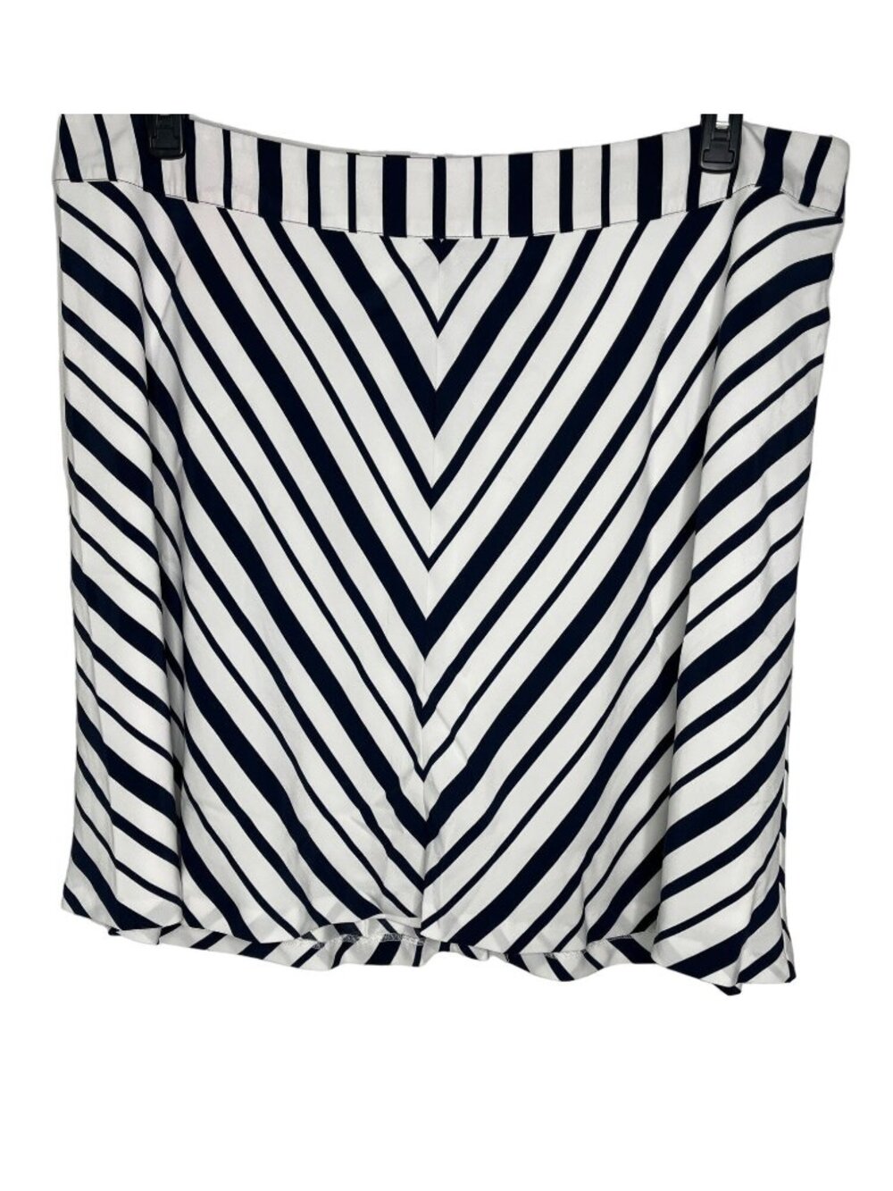 Lane Bryant Plus 22 Chevron Stripe Flare Skirt Navy White Side Zip